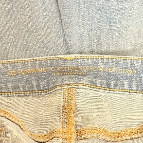 Chico Girlfriend Slim Leg Crop  Blue Women's Jeans size 16 - Picture 7 of 9